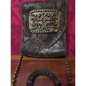 LeatheRock Embellished Snakeskin Design Crossbody Metal Rock Goth Steampunk USA